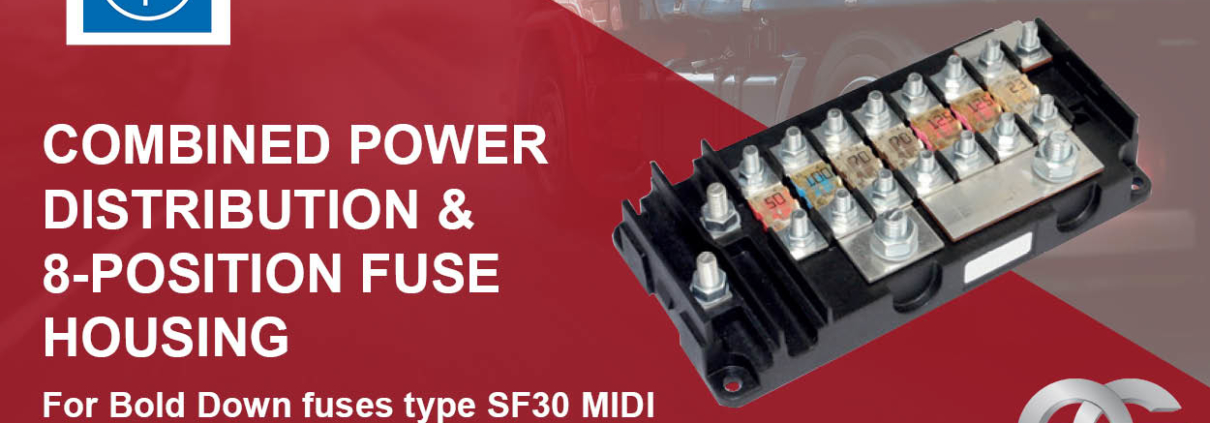 Power Distribution and 8-Position Fuse housing for Bolt down fuses